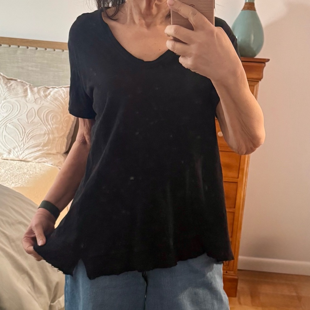 Asymmetric Hem Jethro Oversized Black Cotton Top Size Large